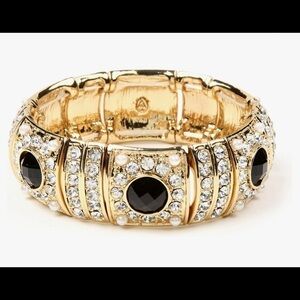 Amrita Singh Emma Stretch Cuff Jet Black.Jet black beads with crystal/pearls.NWT